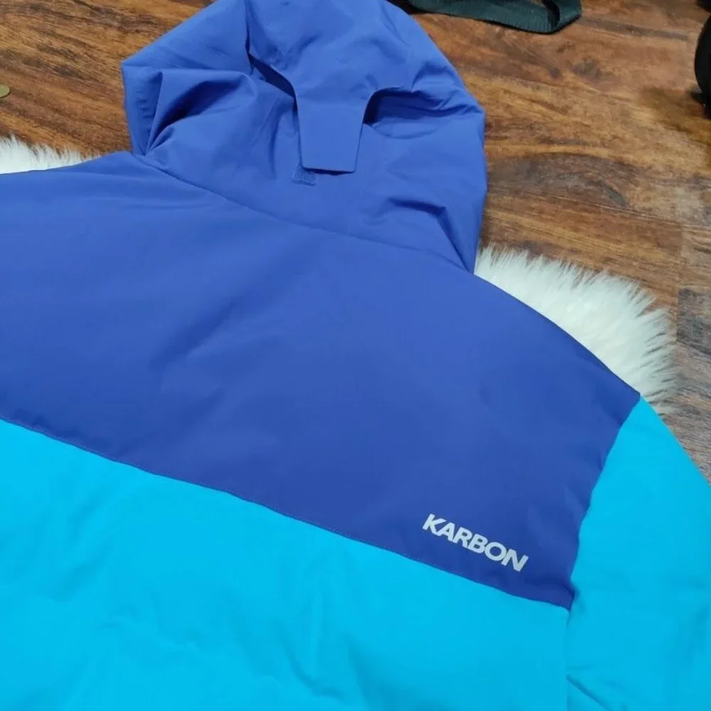 Karbon Sportswear Blue Insulated Hooded Warm Winter Ski Coat Jacket Men's XL - Picture 7 of 16